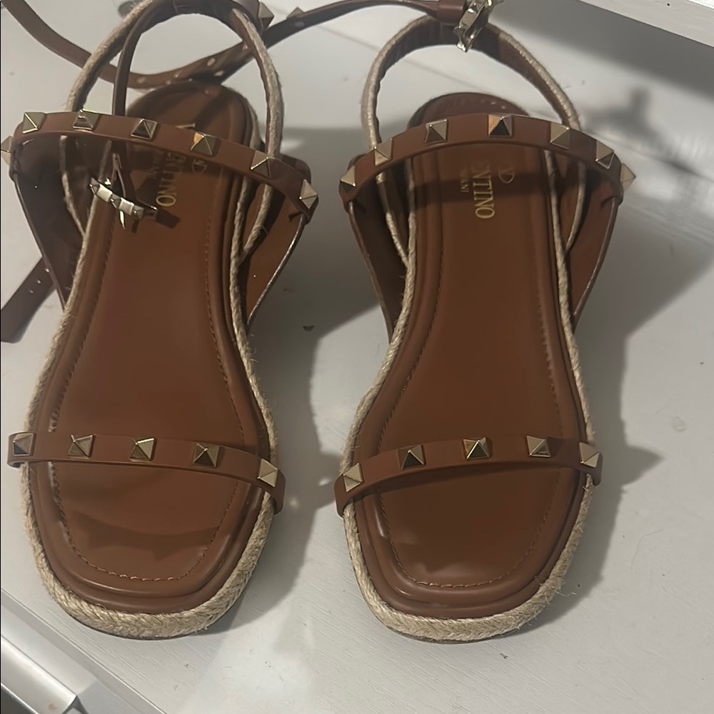 Valentino Brown Studded Women's Sandals